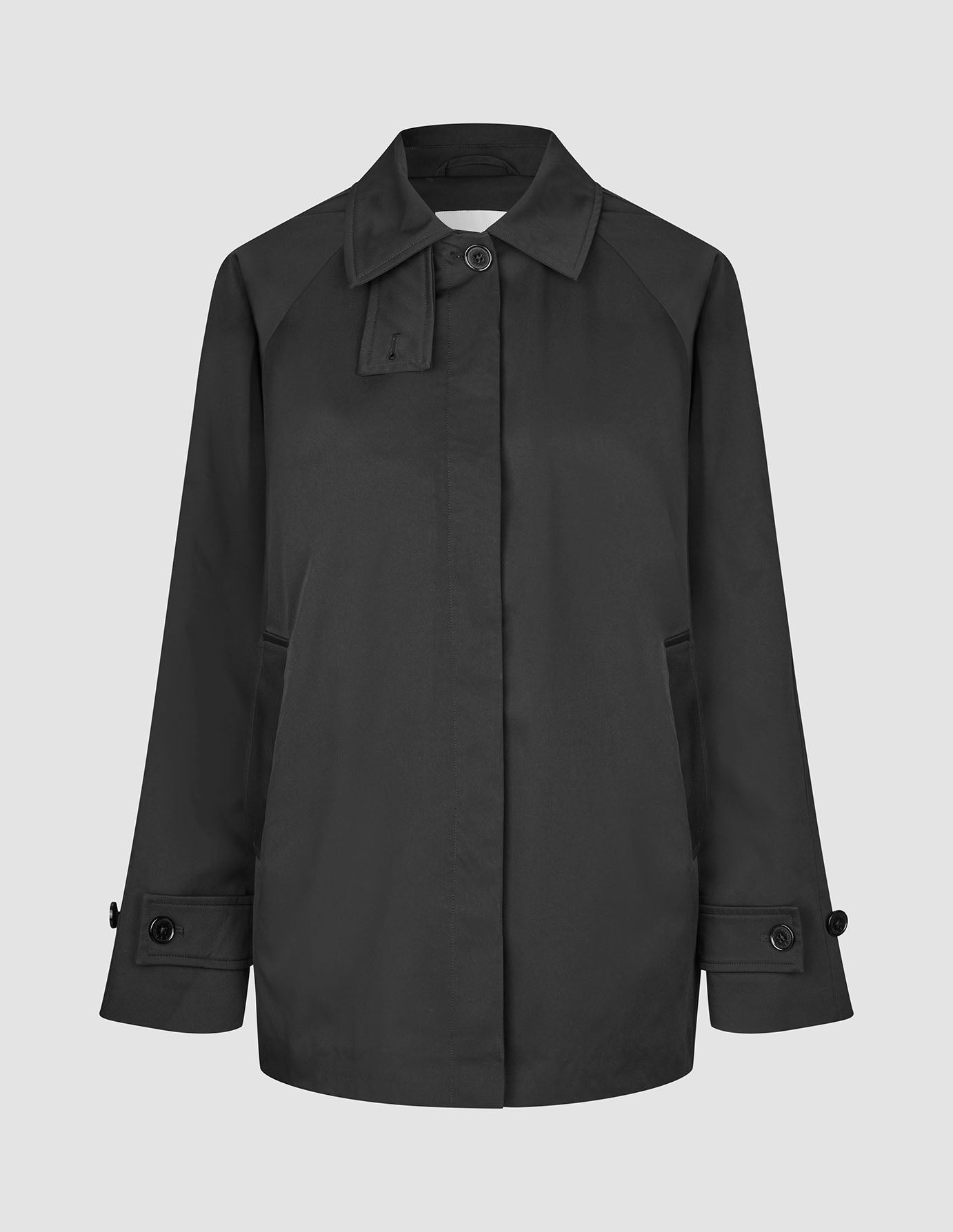 Women Waterproof Trench Coat Short Black